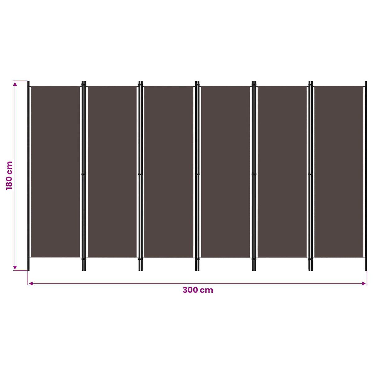 6-Panel Room Divider Brown 300x180 cm
