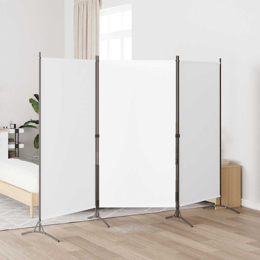 3-Panel Room Divider White 260x180 cm Fabric