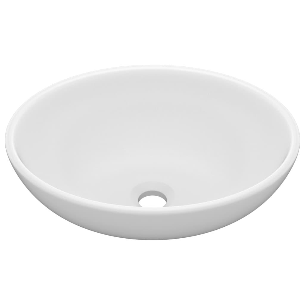 Luxury Basin Oval-shaped Matt White 40x33 cm Ceramic