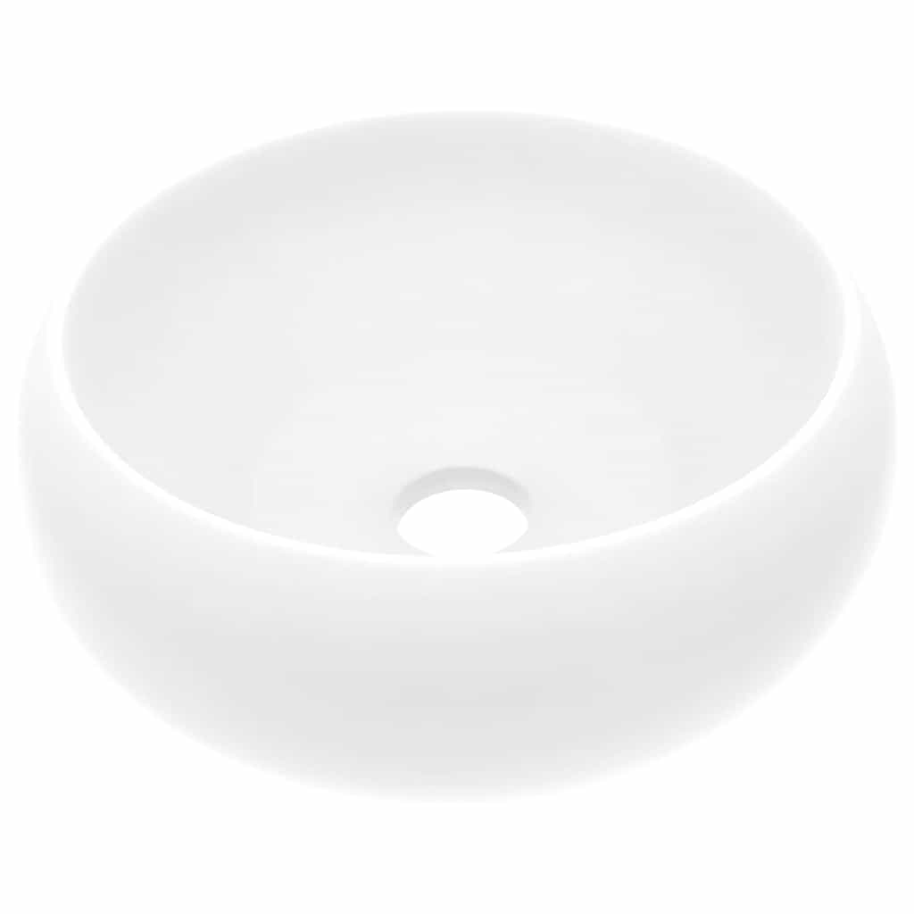 Luxury Wash Basin Round Matt White 40x15 cm Ceramic