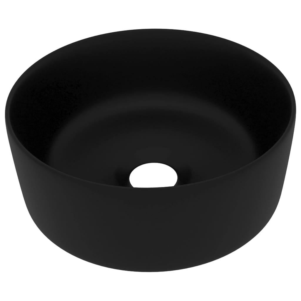 Luxury Wash Basin Round Matt Black 40x15 cm Ceramic