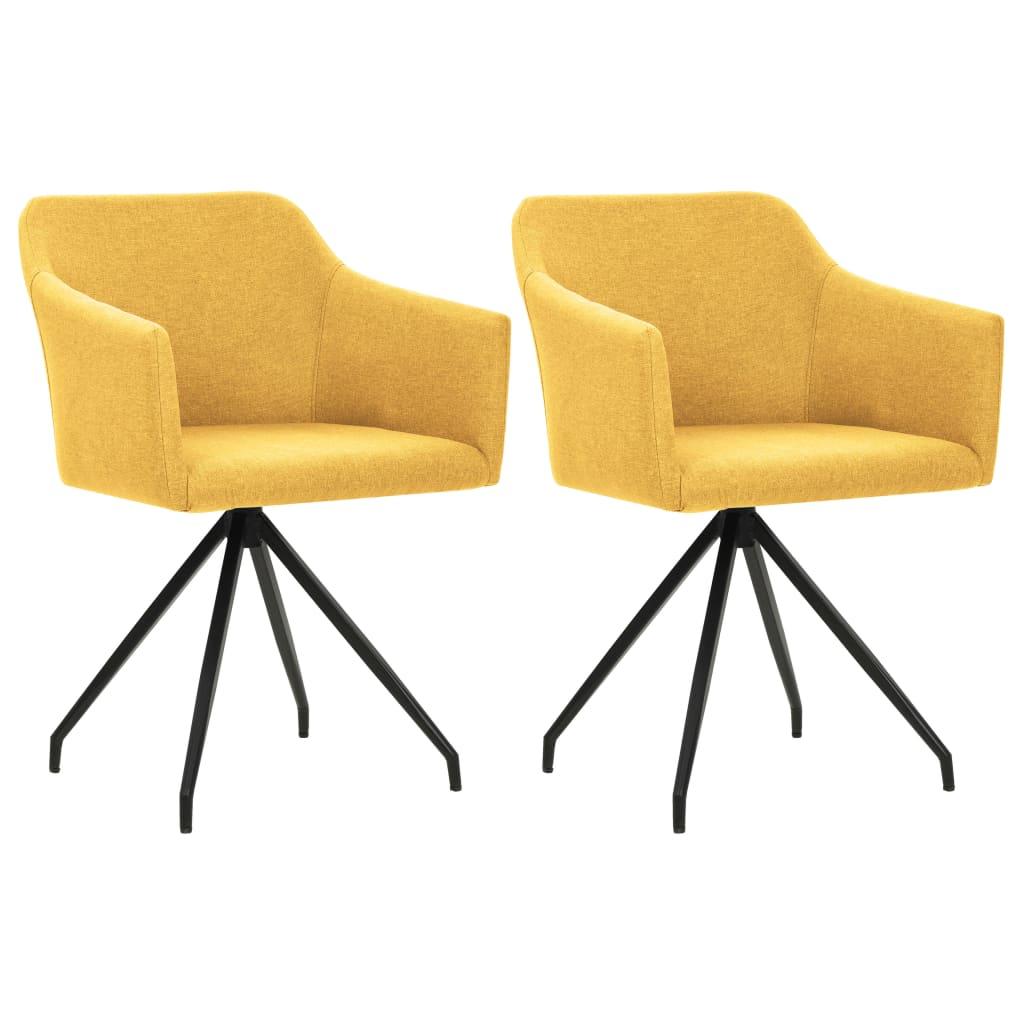 Swivel Dining Chairs 2 pcs Mustard Yellow Fabric