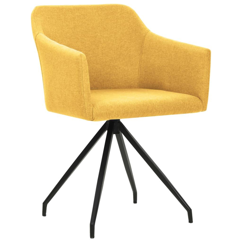 Swivel Dining Chairs 2 pcs Mustard Yellow Fabric