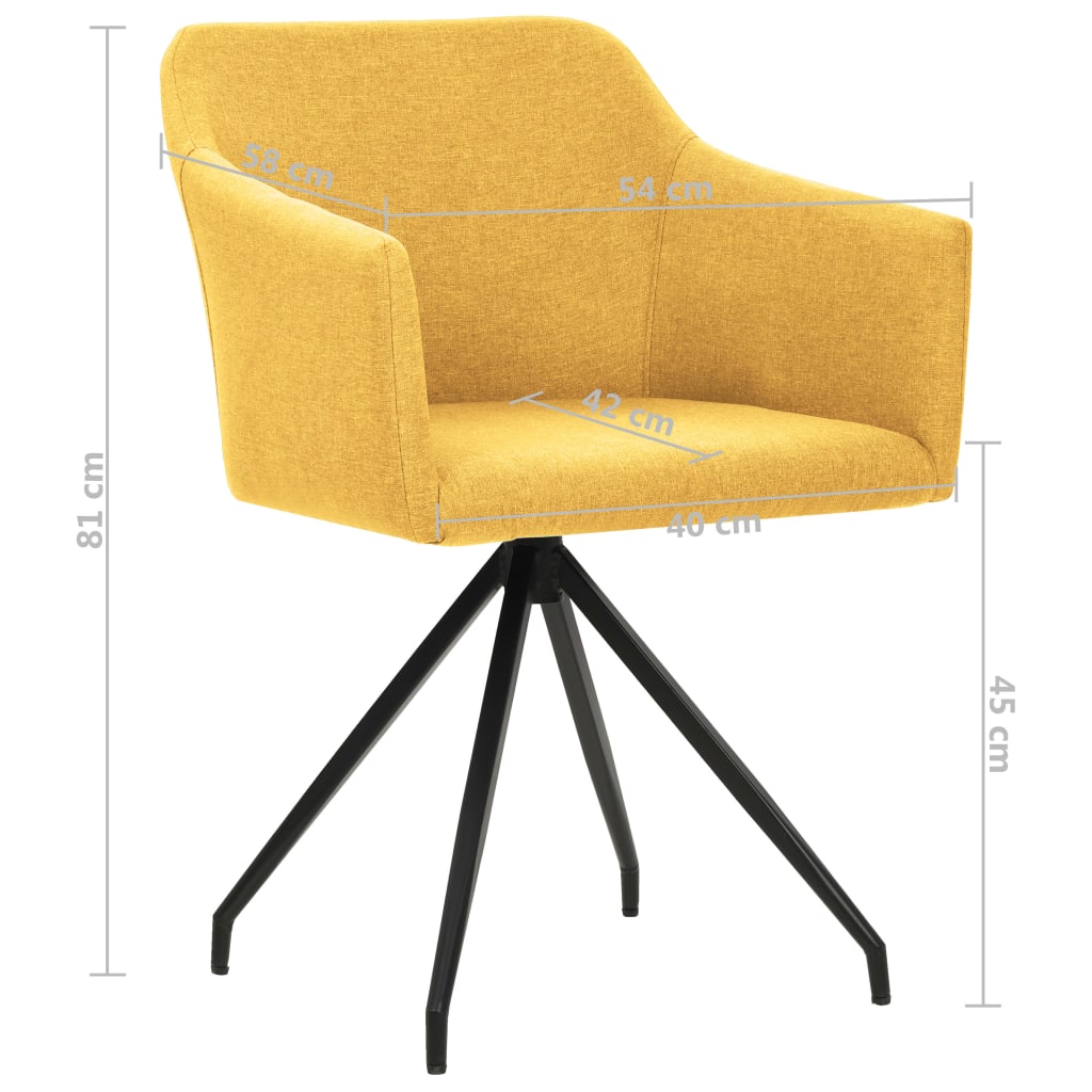 Swivel Dining Chairs 2 pcs Mustard Yellow Fabric