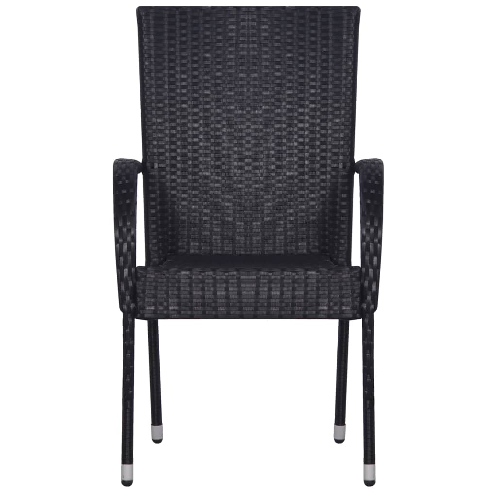 Stackable Outdoor Chairs 4 pcs Poly Rattan Black