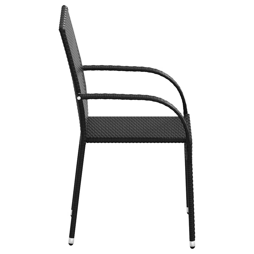 Stackable Outdoor Chairs 4 pcs Poly Rattan Black