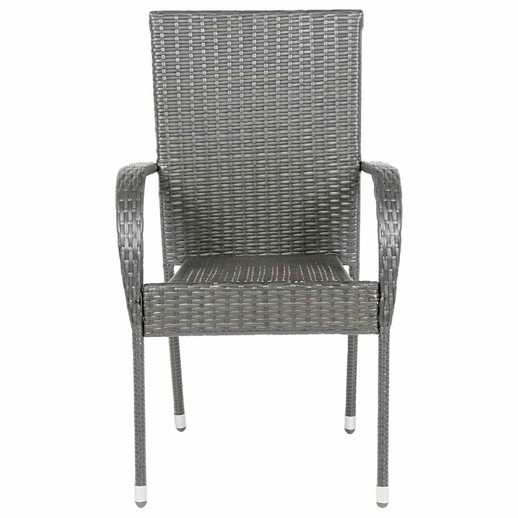 Stackable Outdoor Chairs 4 pcs Grey Poly Rattan