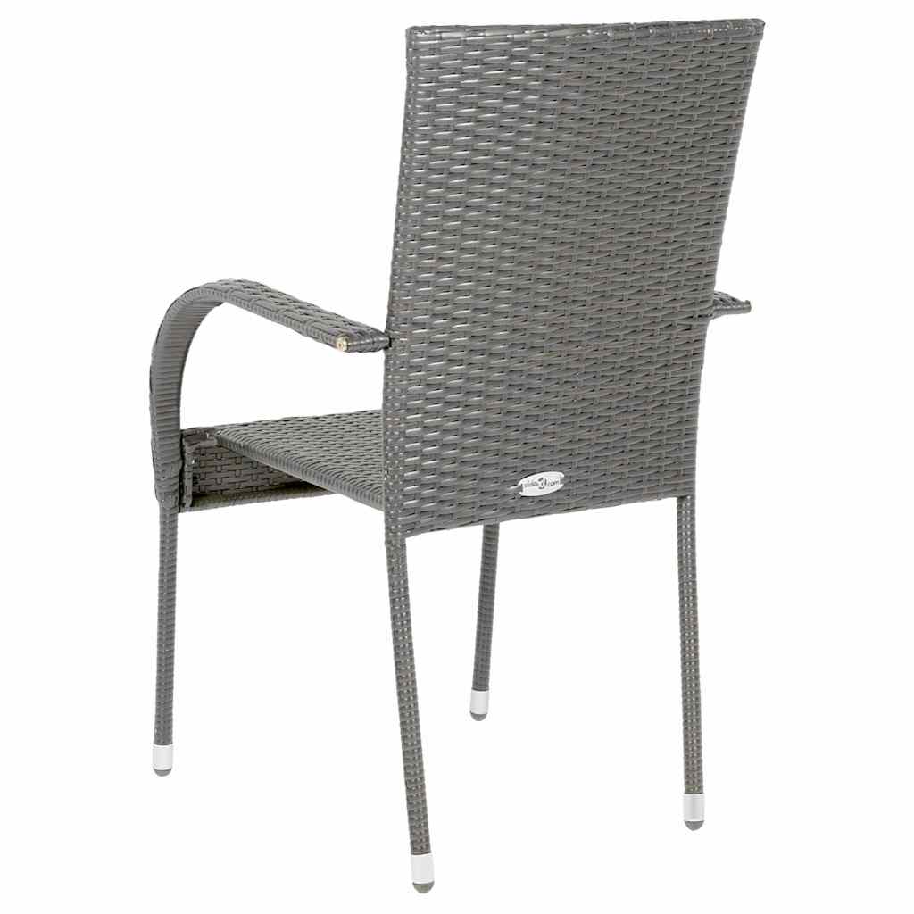 Stackable Outdoor Chairs 4 pcs Grey Poly Rattan