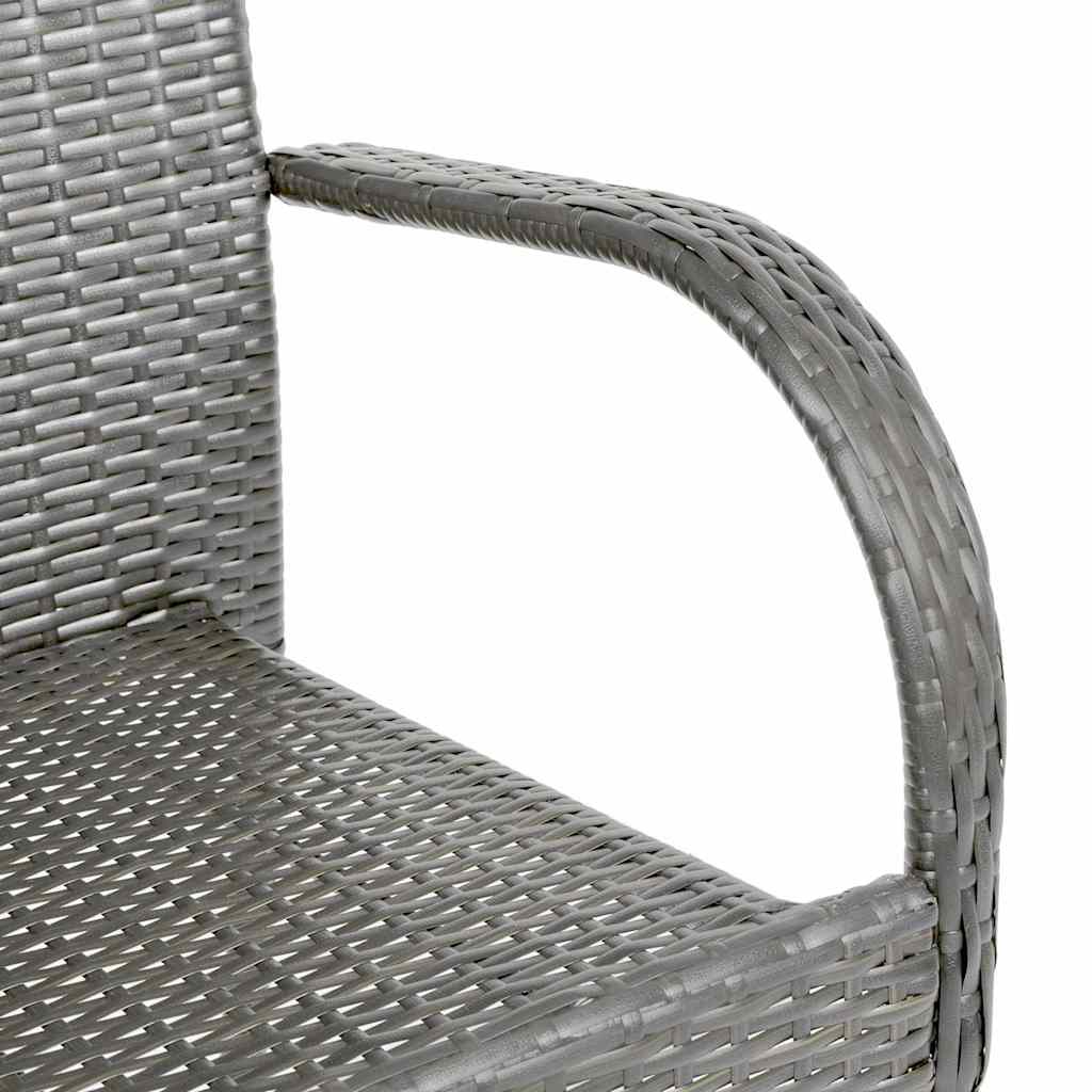 Stackable Outdoor Chairs 4 pcs Grey Poly Rattan