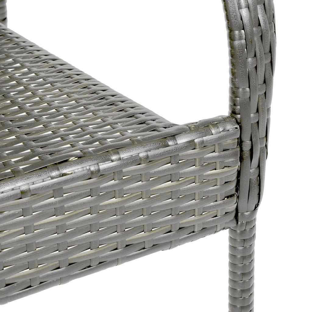 Stackable Outdoor Chairs 4 pcs Grey Poly Rattan