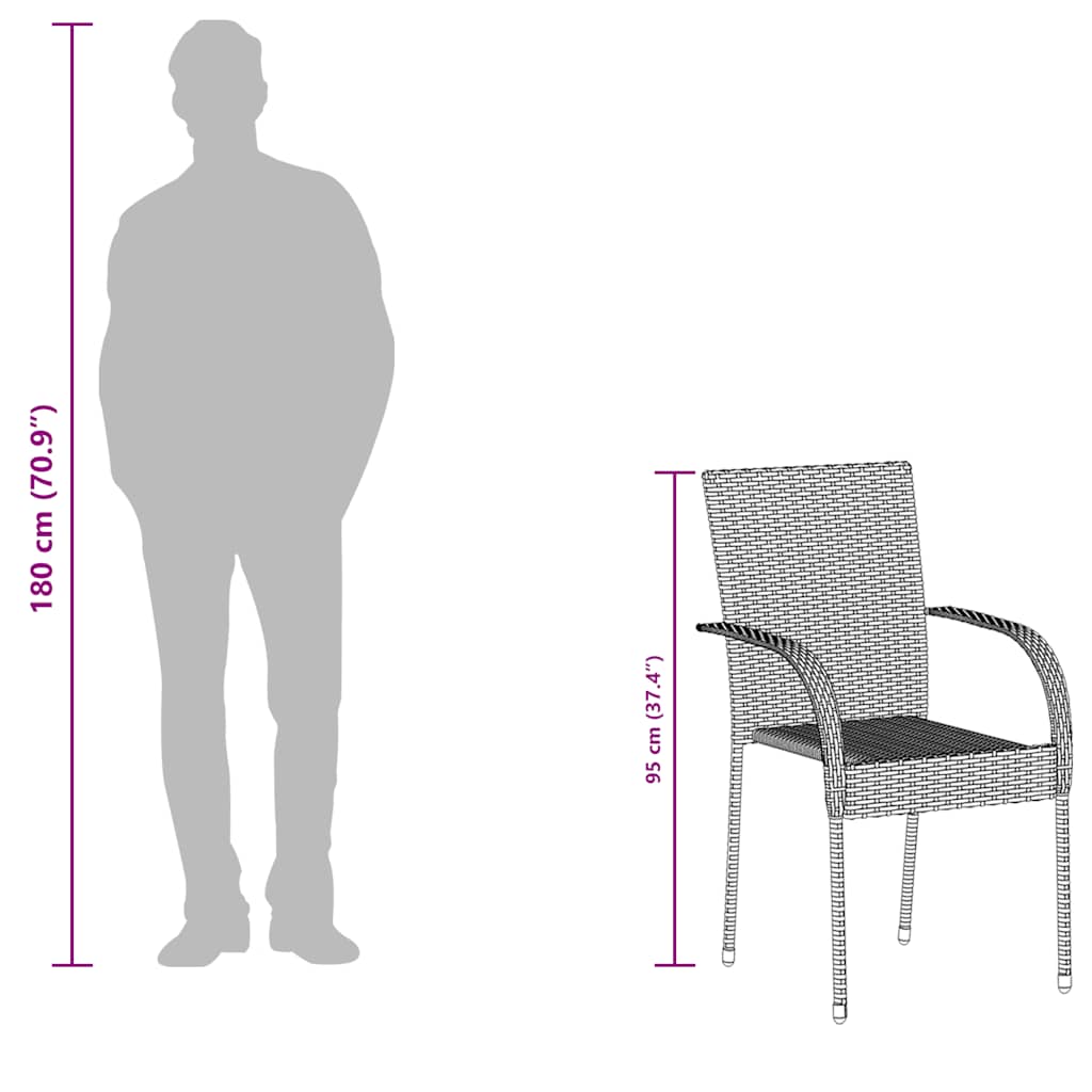 Stackable Outdoor Chairs 6 pcs Poly Rattan Brown