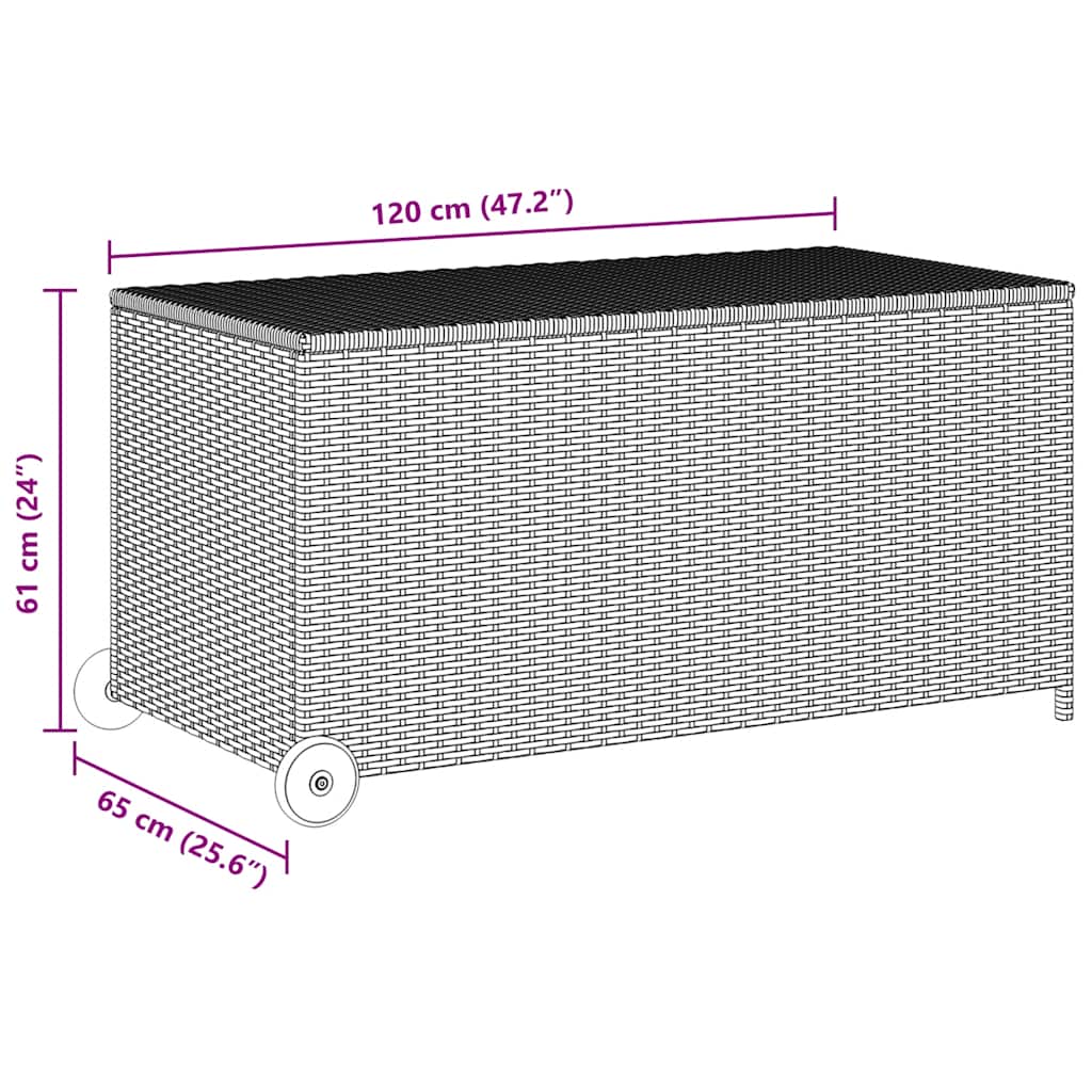 Garden Storage Box Light Grey 120x65x115 cm Poly Rattan