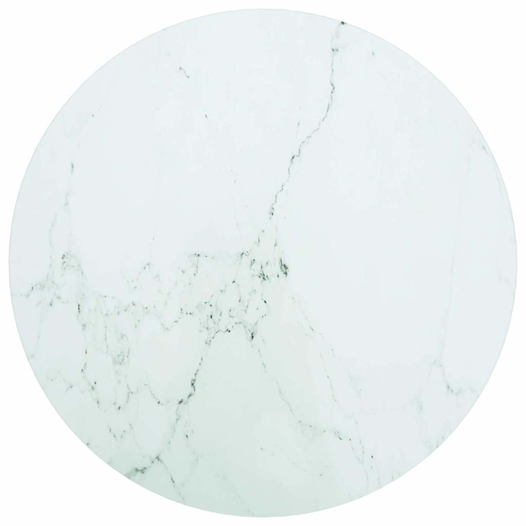 Table Top White Ø50x0.8 cm Tempered Glass with Marble Design