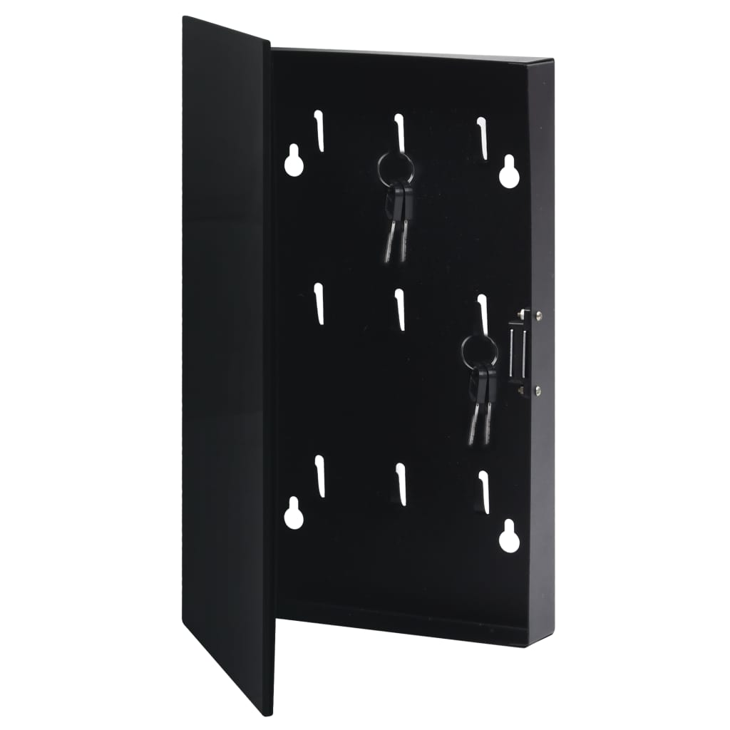 Key Box with Magnetic Board Black 30x20x4 cm