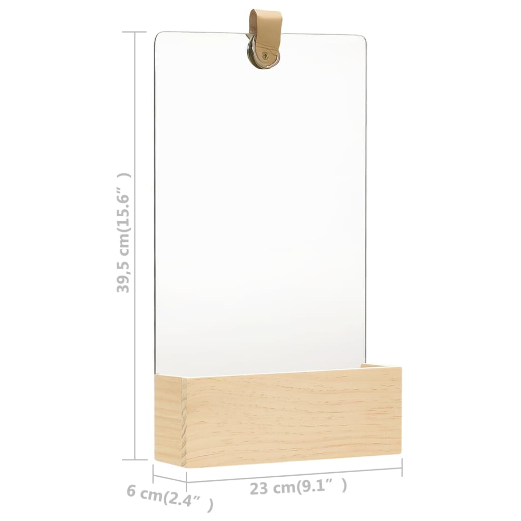 Wall Mirror Solid Pinewood 23x39.5 cm