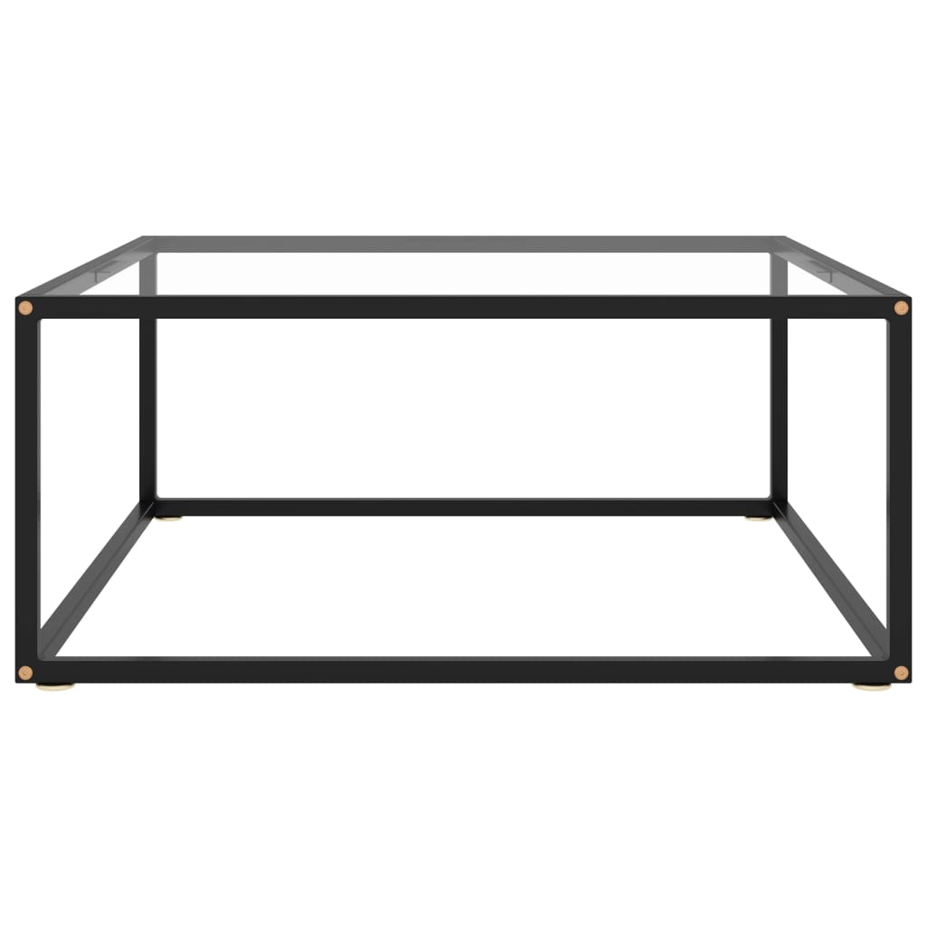 Coffee Table Black with Tempered Glass 80x80x35 cm