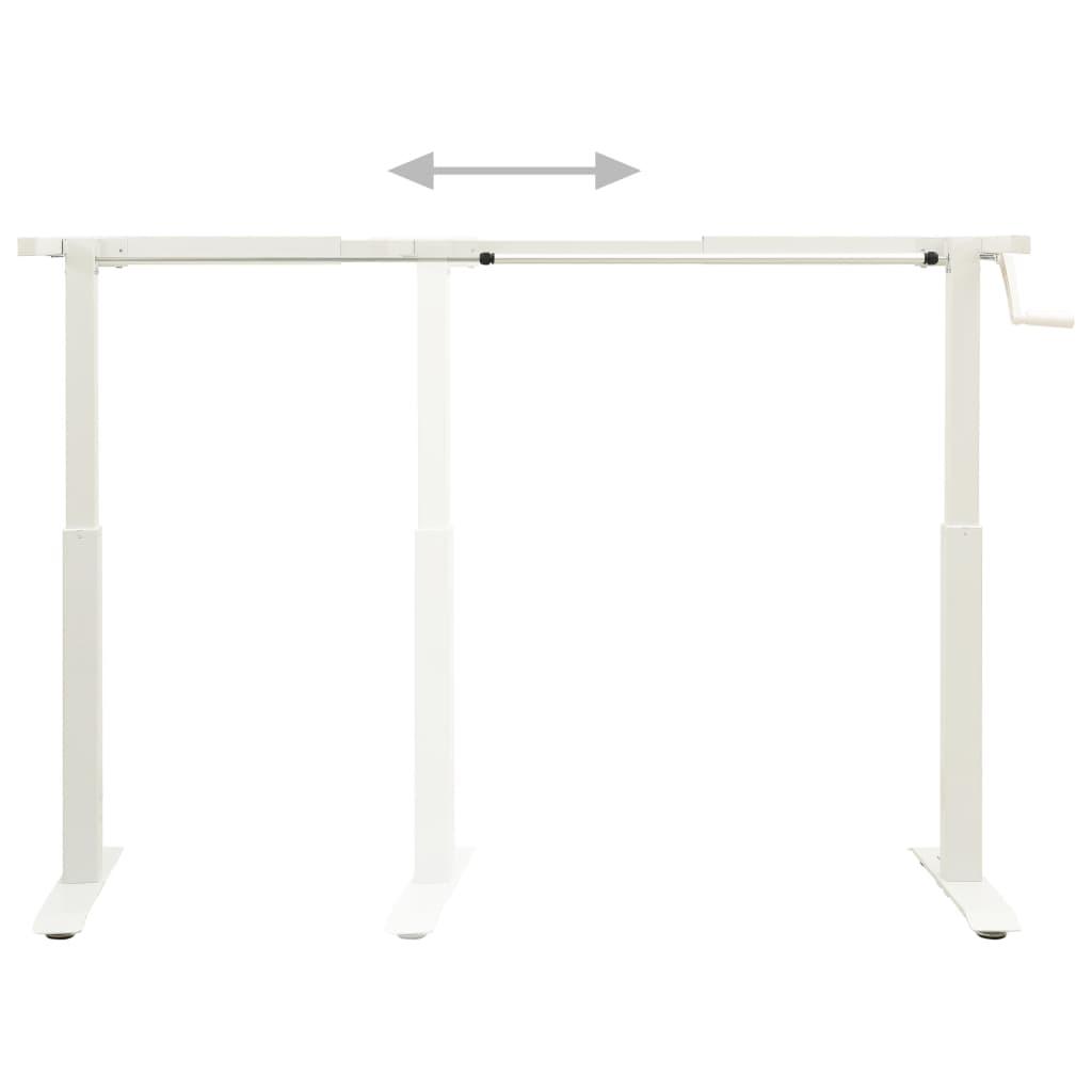 Manual Height Adjustable Standing Desk Frame Hand Crank White