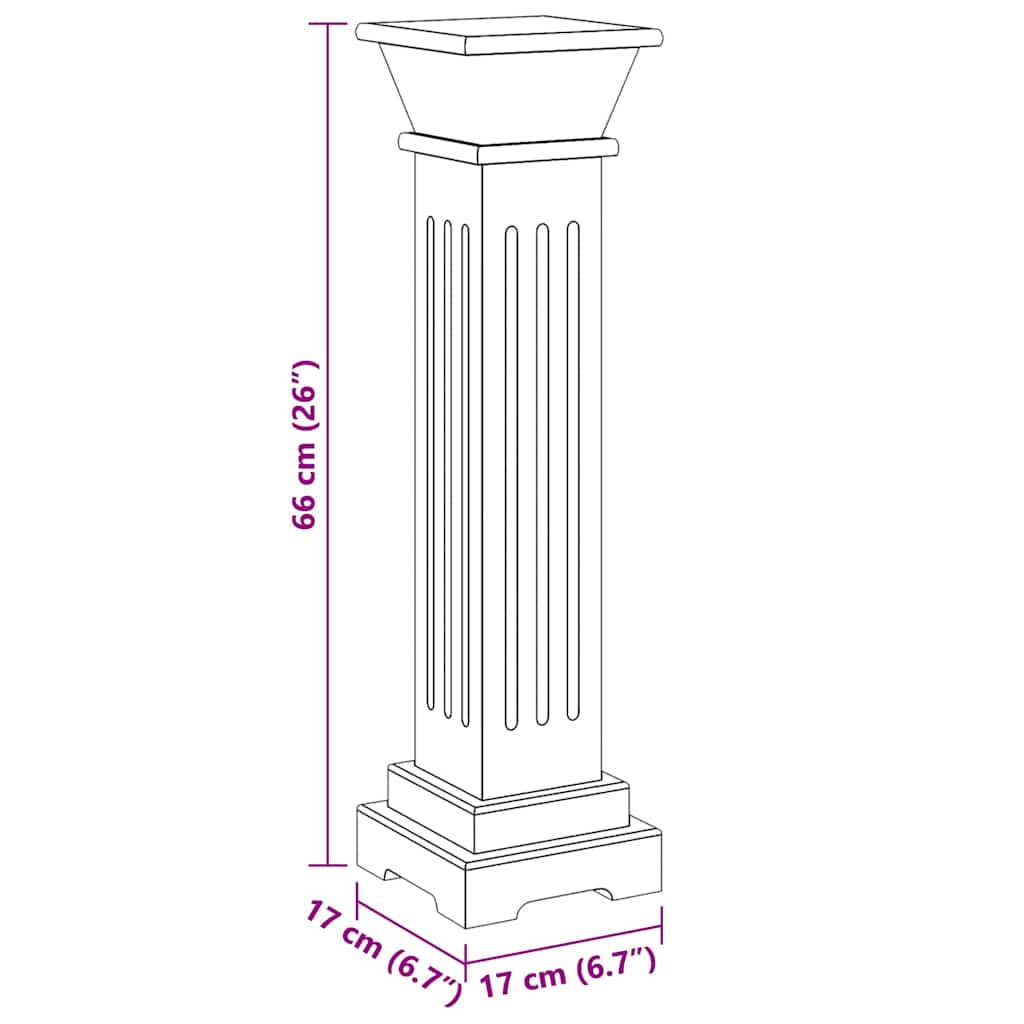 Classic Square Pillar Plant Stand Light Wood 17x17x66 cm MDF