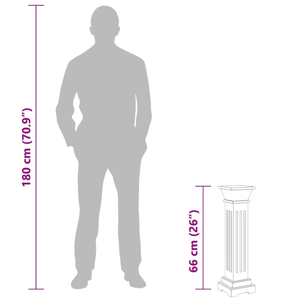 Classic Square Pillar Plant Stand Grey 17x17x66 cm MDF