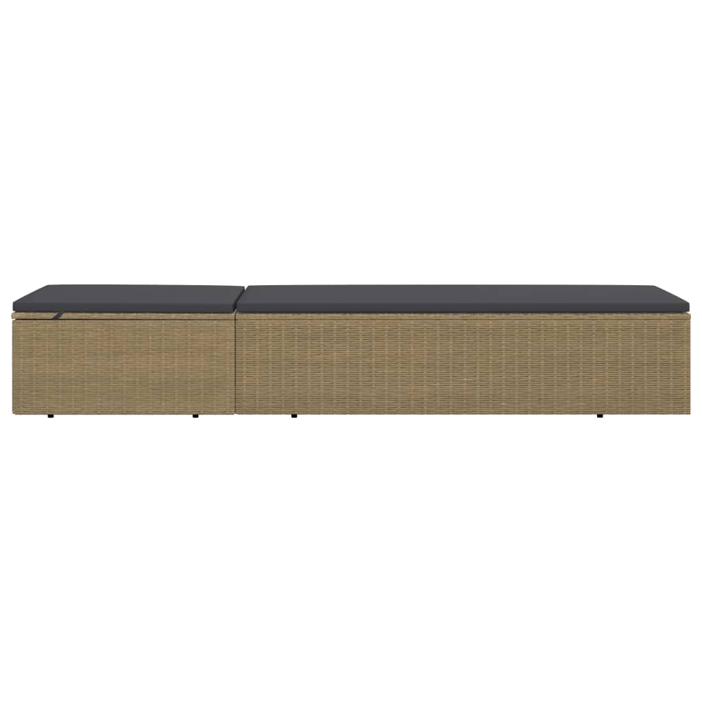 Sunlounger Poly Rattan Brown and Dark Grey