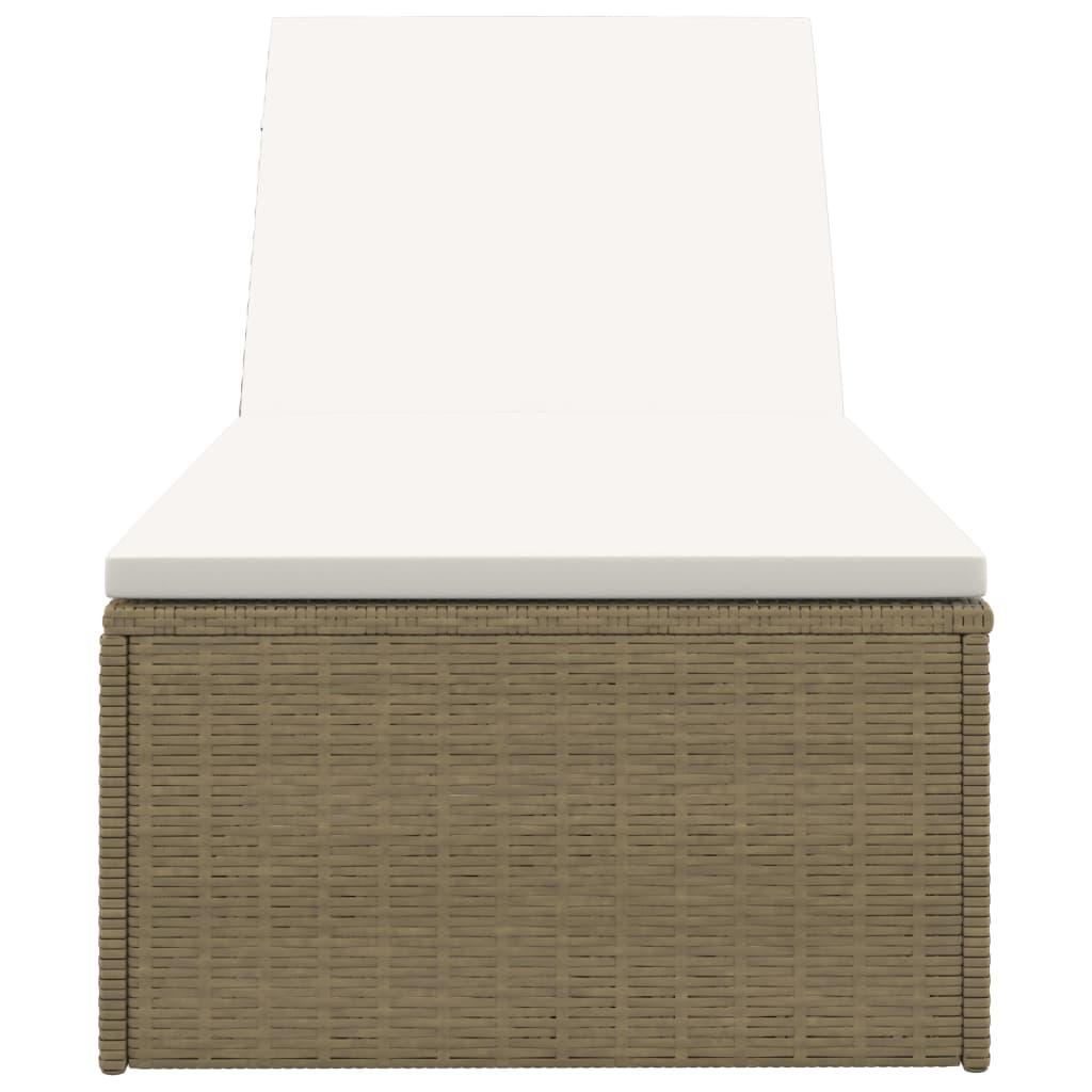 Sunlounger Poly Rattan Brown and Cream White