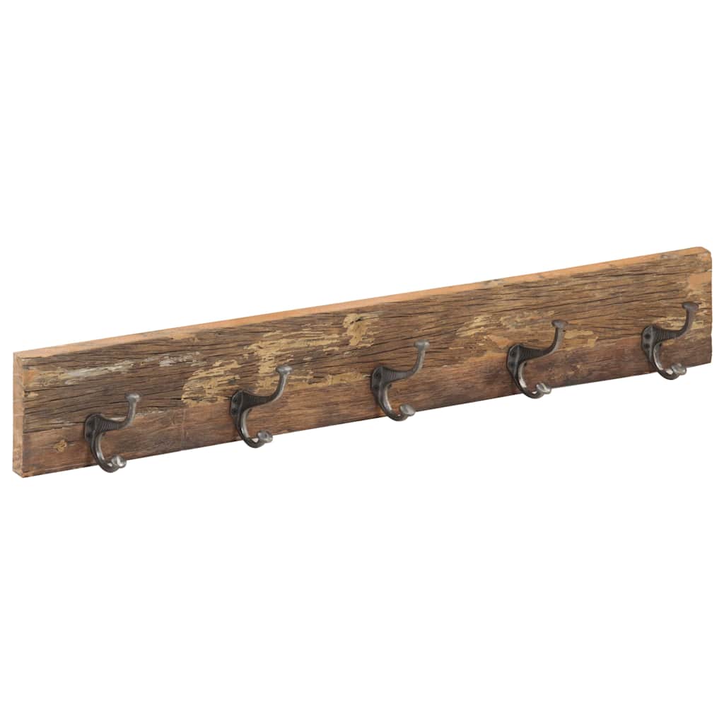 Hall Hanger with 5 Hooks 100x2.5x15 cm Solid Reclaimed Wood