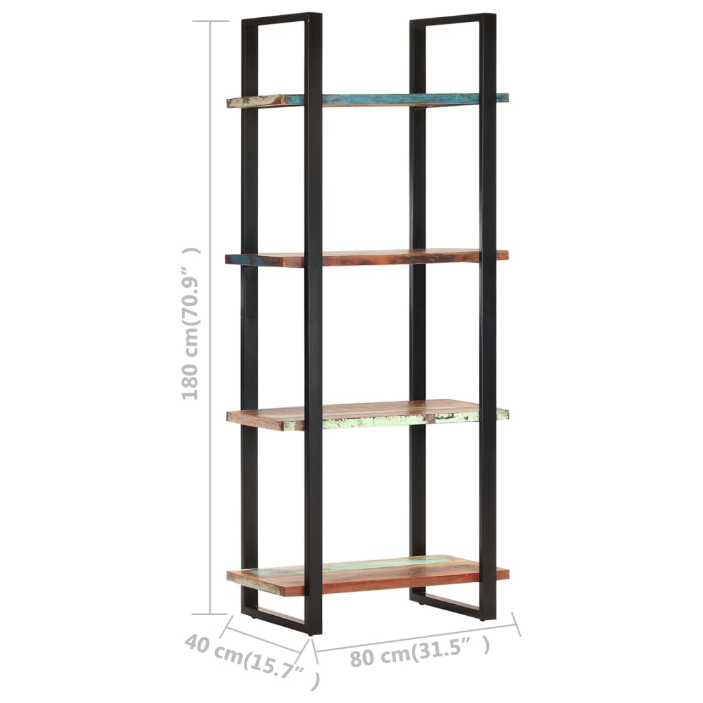 4-Tier Bookcase 80x40x180 cm Solid Reclaimed Wood