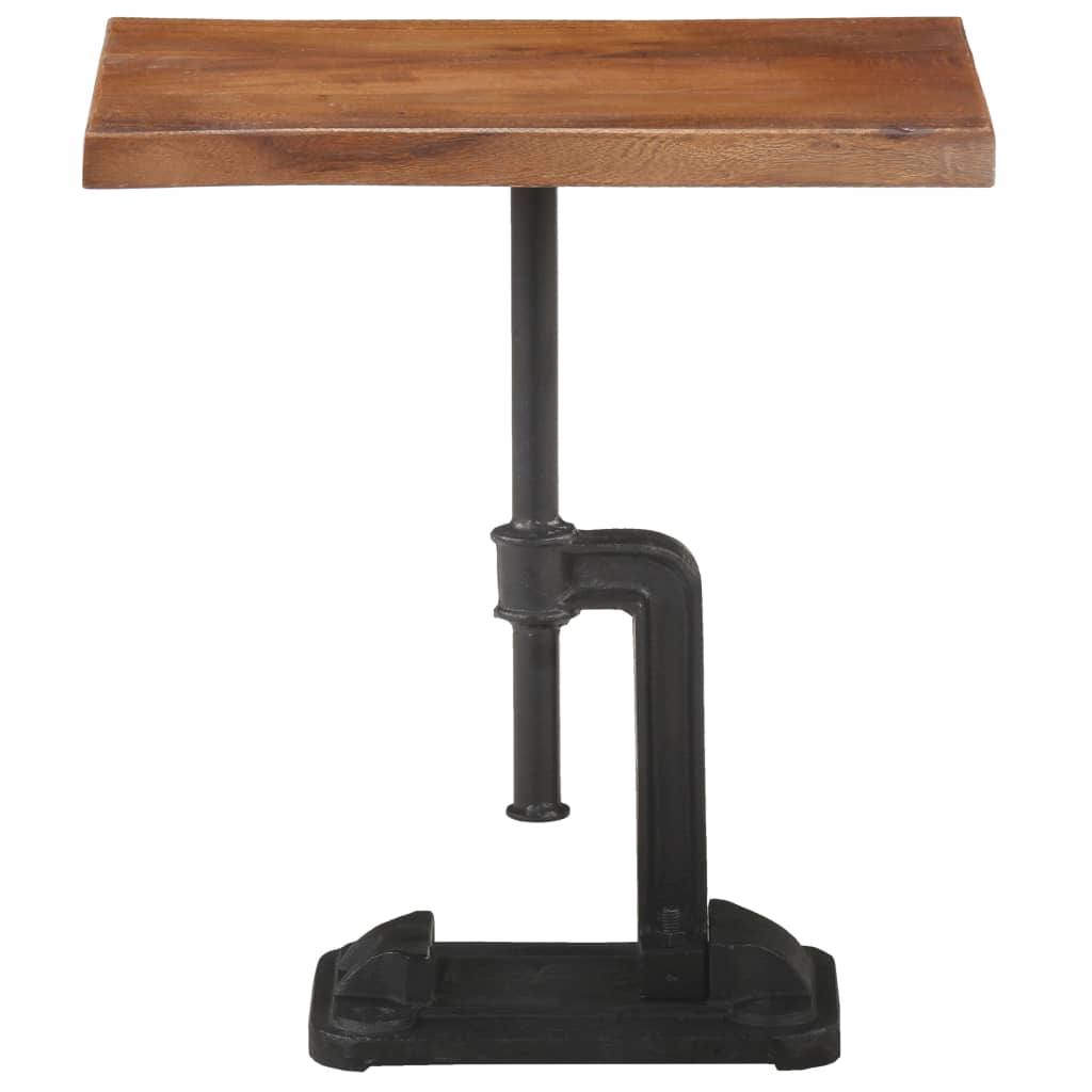 Side Table Brown 45x35x49 cm Solid Acacia Wood & Cast Iron