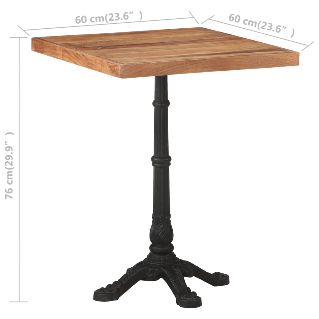 Bistro Table 60x60x76 cm Solid Acacia Wood