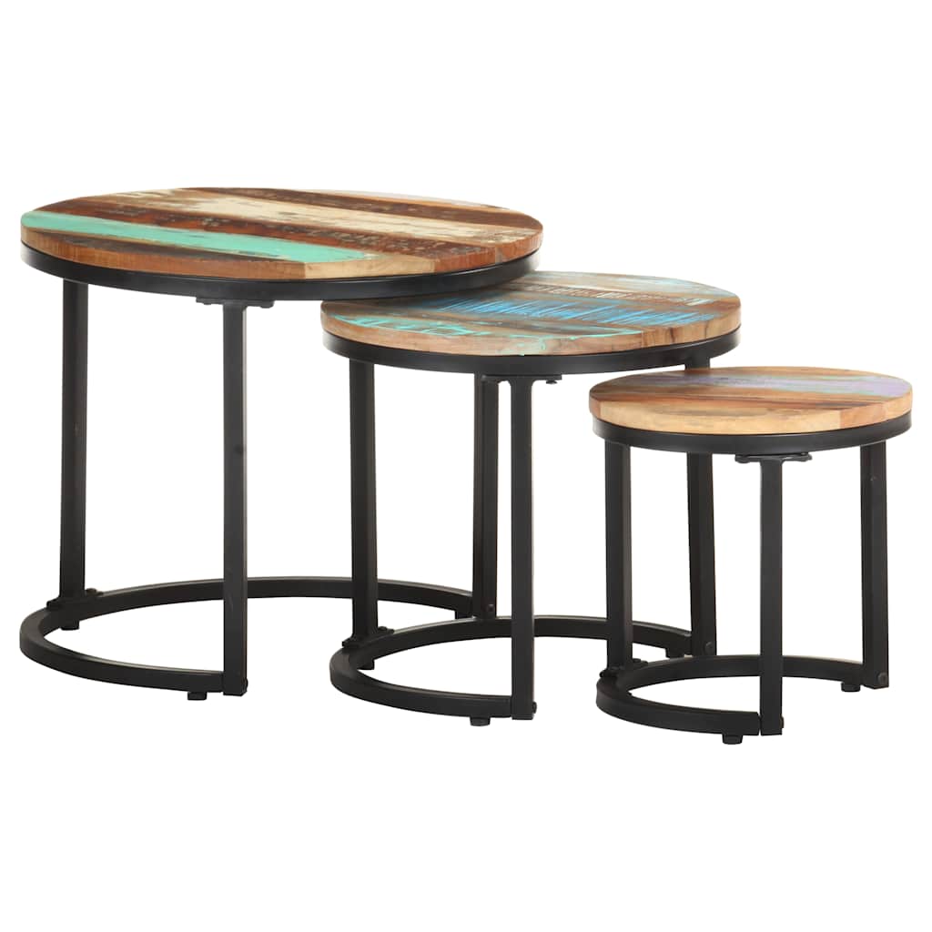 Side Tables 3 pcs Solid Reclaimed Wood