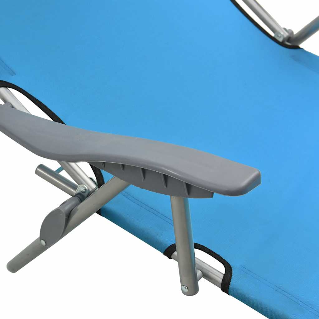 Sun Lounger with Canopy Steel Blue