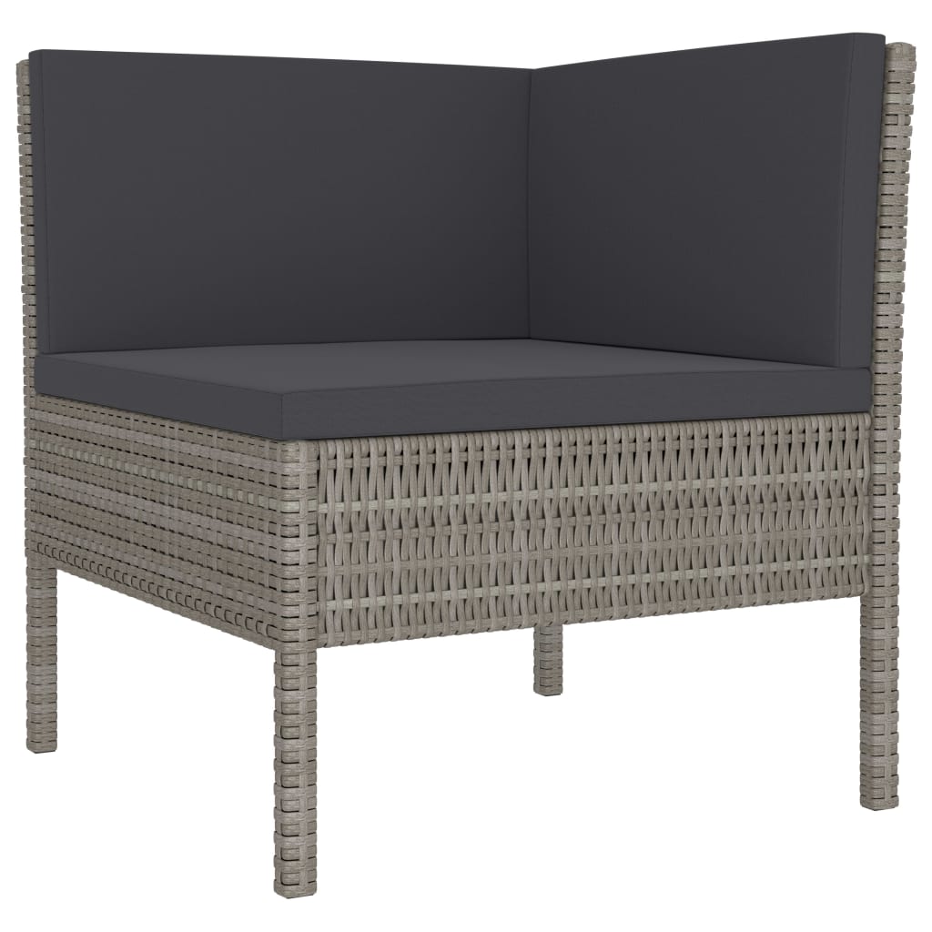 3 Piece Garden Lounge Set with Cushions Poly Rattan Grey