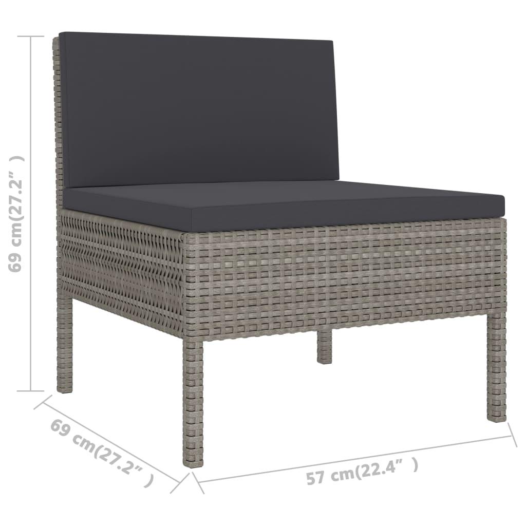 3 Piece Garden Lounge Set with Cushions Poly Rattan Grey