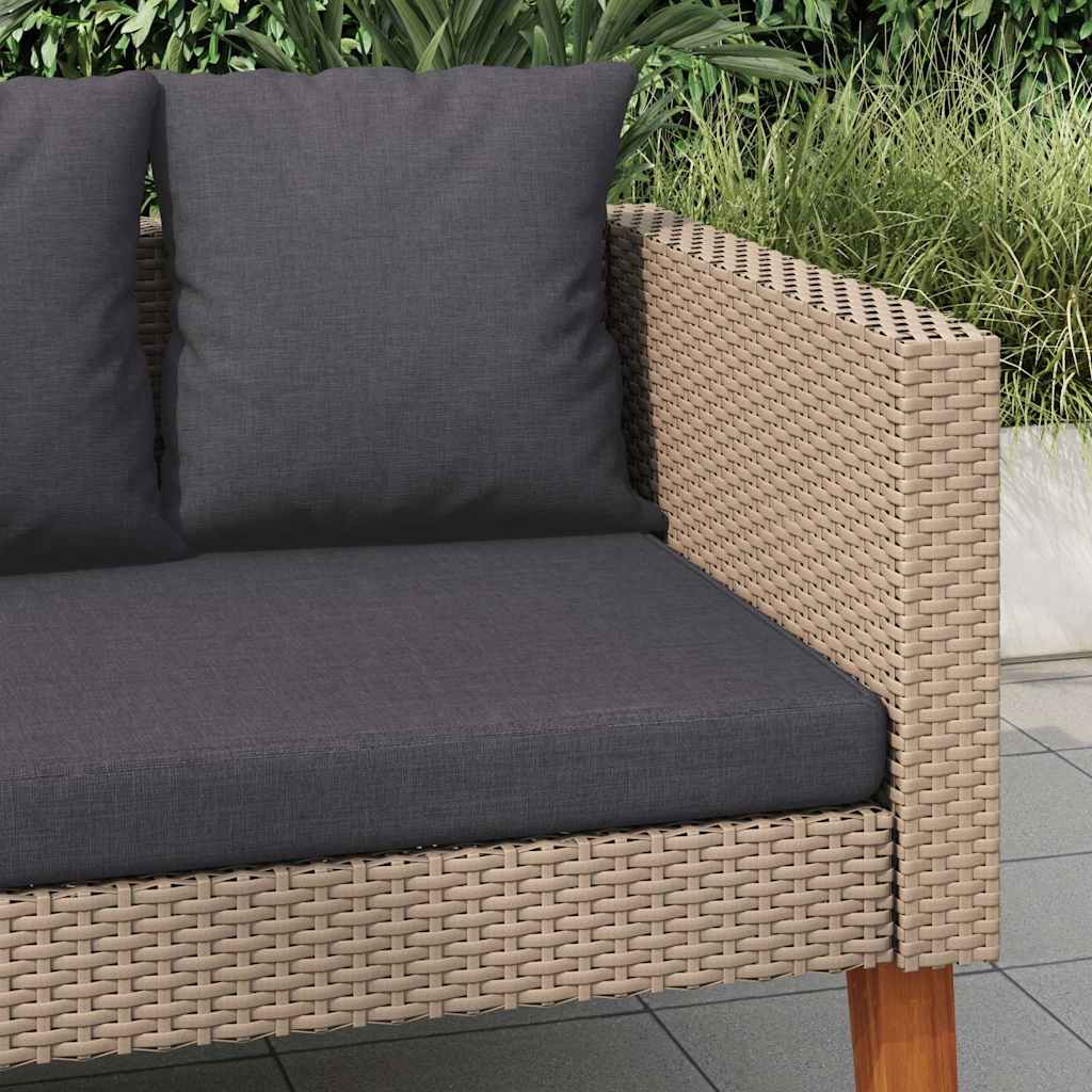 3-Seater Garden Sofa with Cushions Poly Rattan Beige