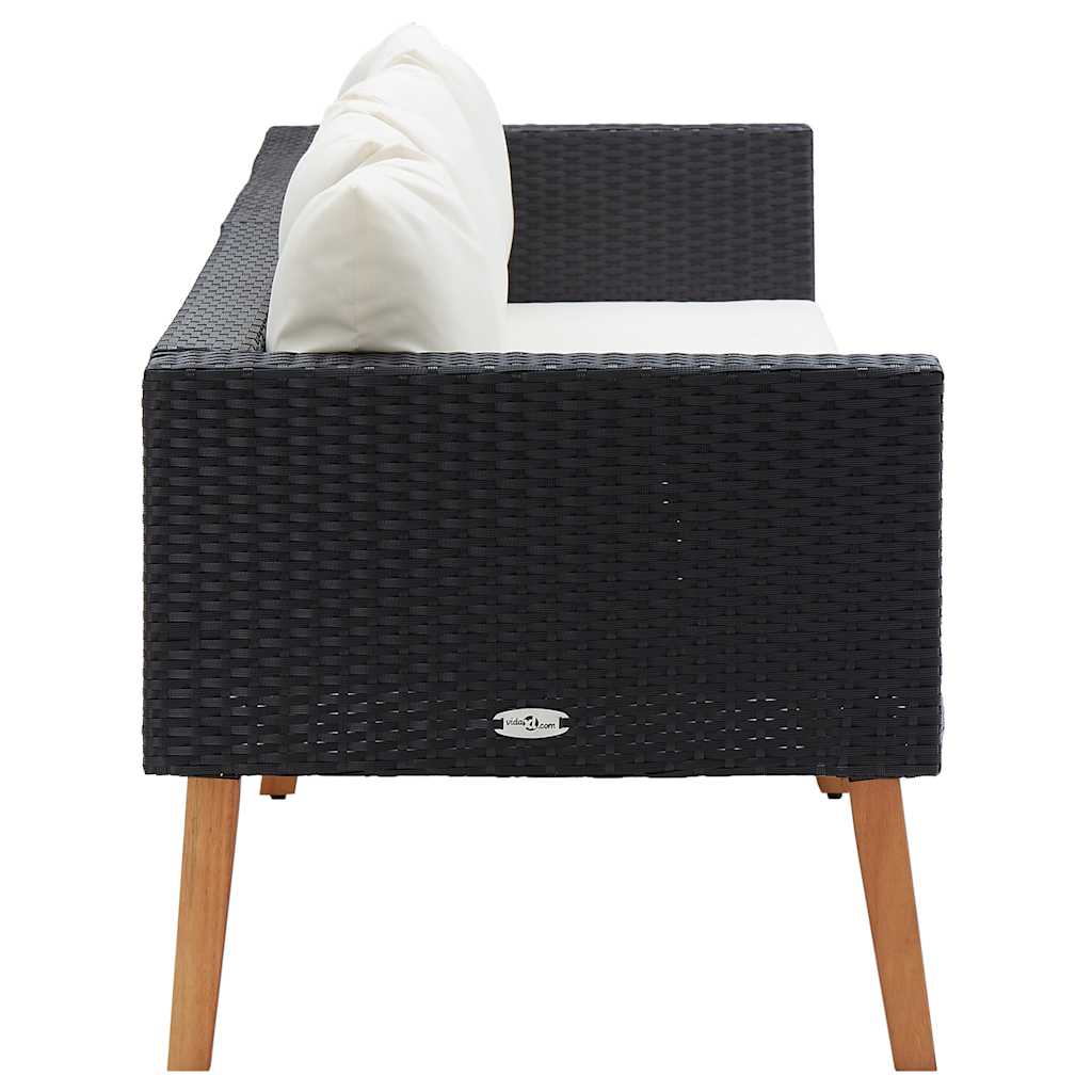 3-Seater Garden Sofa with Cushions Poly Rattan Black