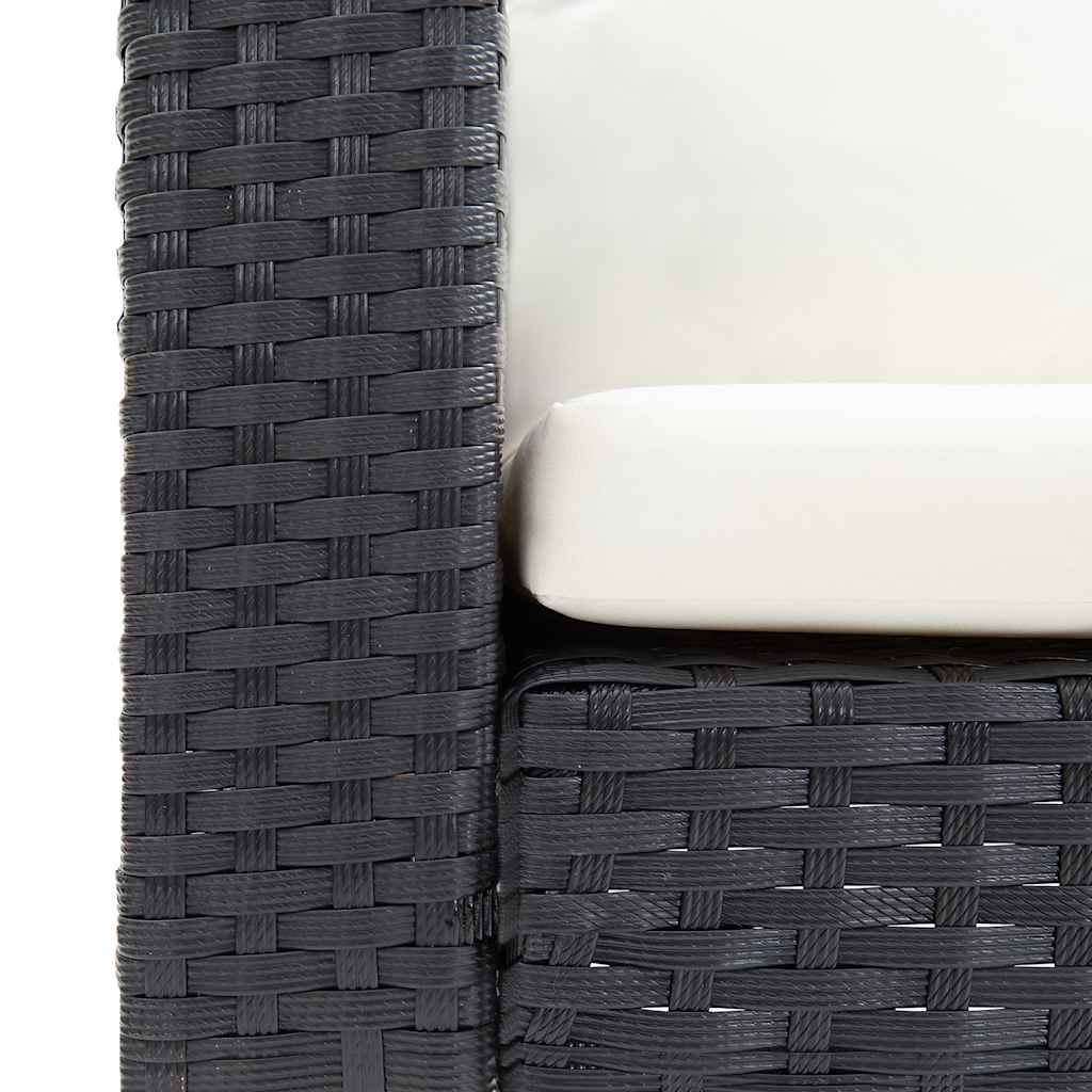 3-Seater Garden Sofa with Cushions Poly Rattan Black