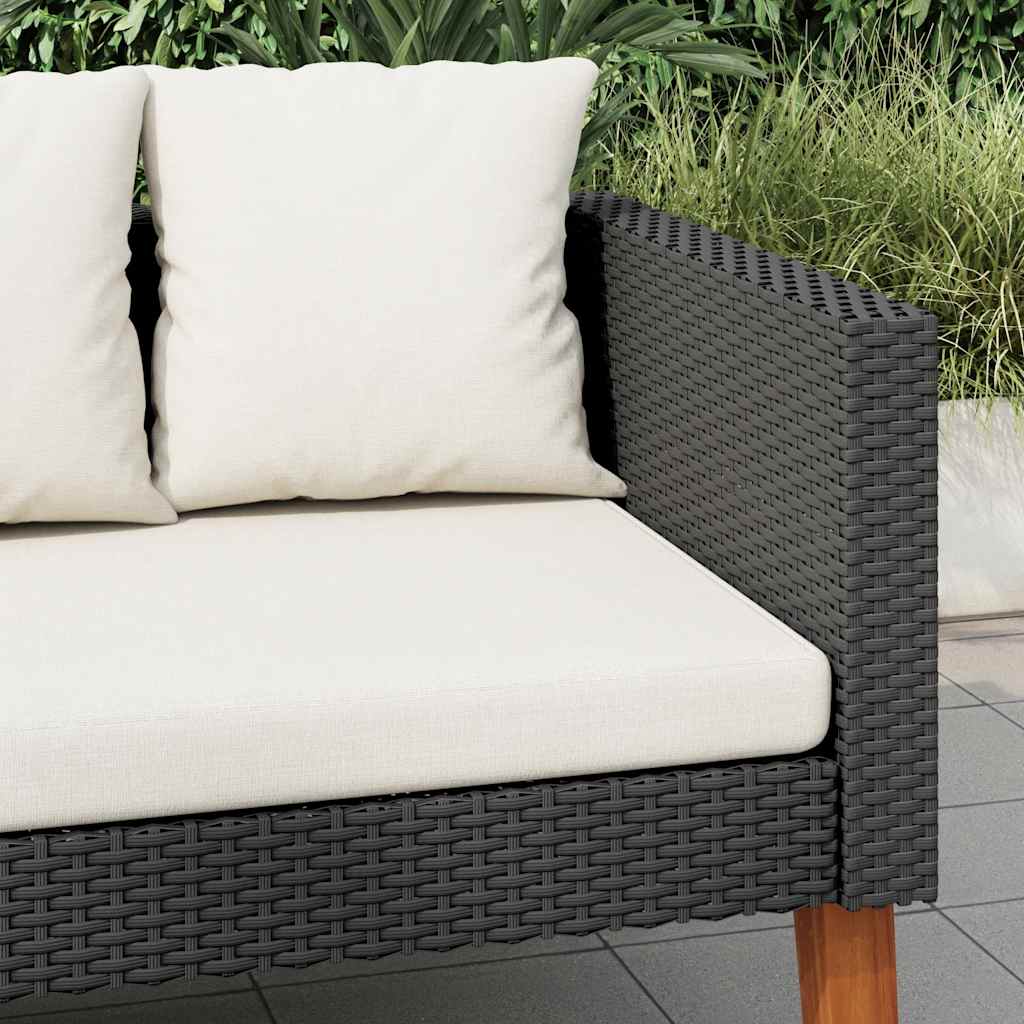 2-Seater Garden Sofa with Cushions Poly Rattan Black