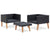 3 Piece Garden Lounge Set with Cushions Poly Rattan Black