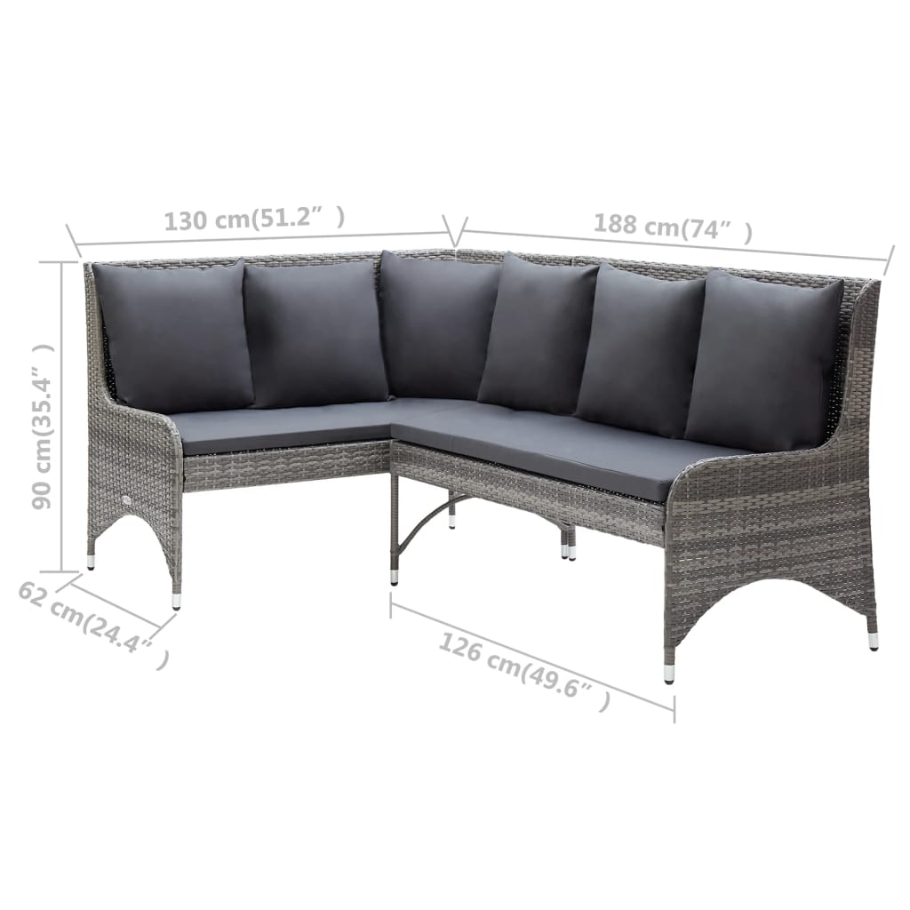 Garden Corner Sofas 2 pcs Poly Rattan Grey