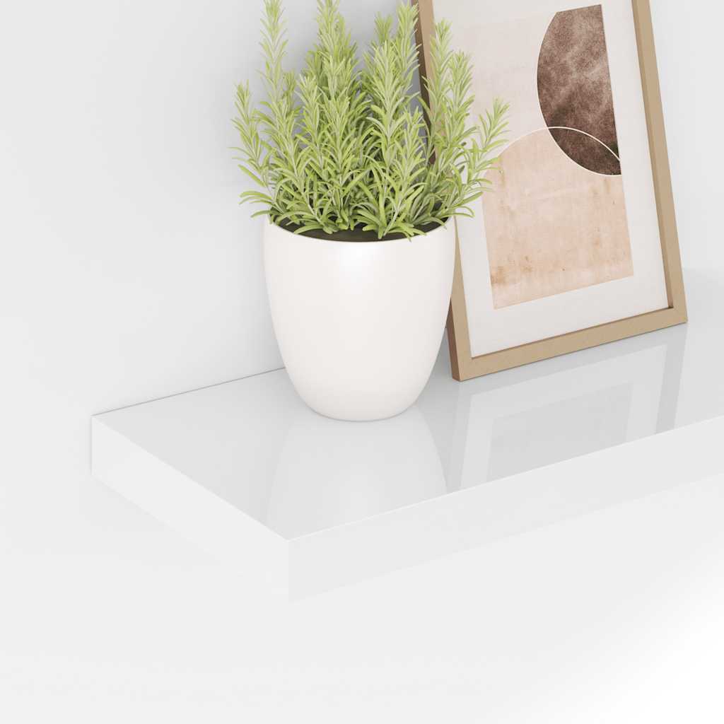 Floating Wall Shelf High Gloss White 50x23x3.8 cm MDF