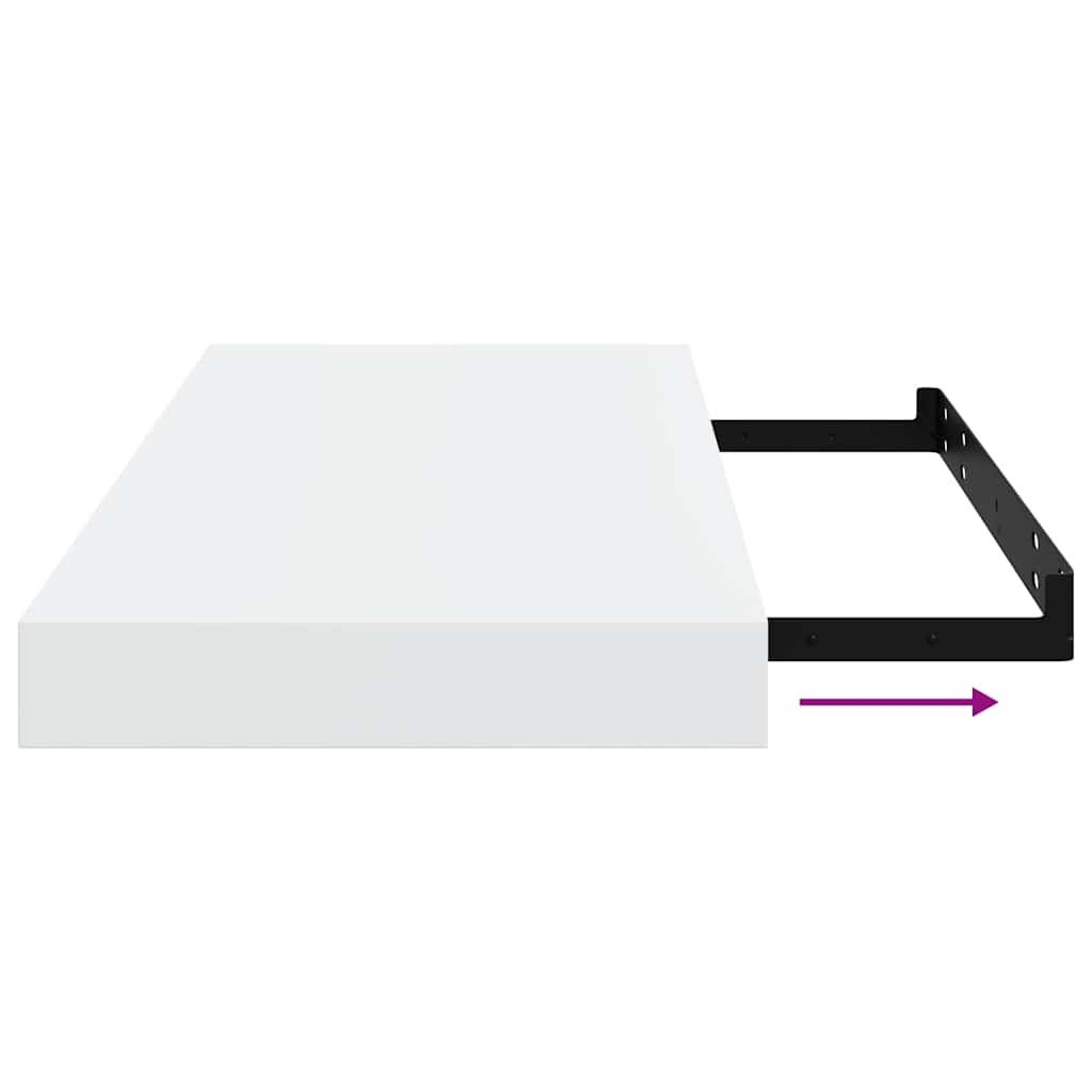 Floating Wall Shelves 2 pcs High Gloss White 50x23x3.8 cm MDF