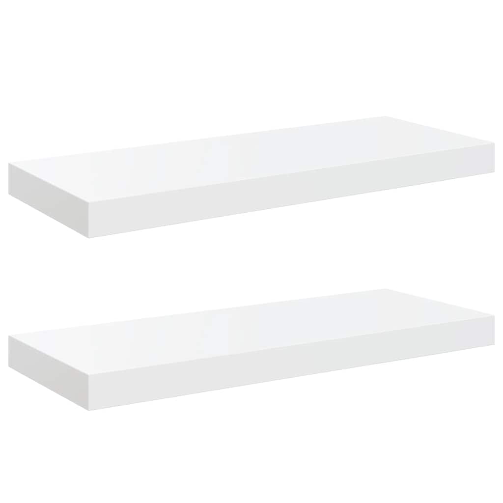 Floating Wall Shelves 2 pcs High Gloss White 60x23.5x3.8 cm MDF