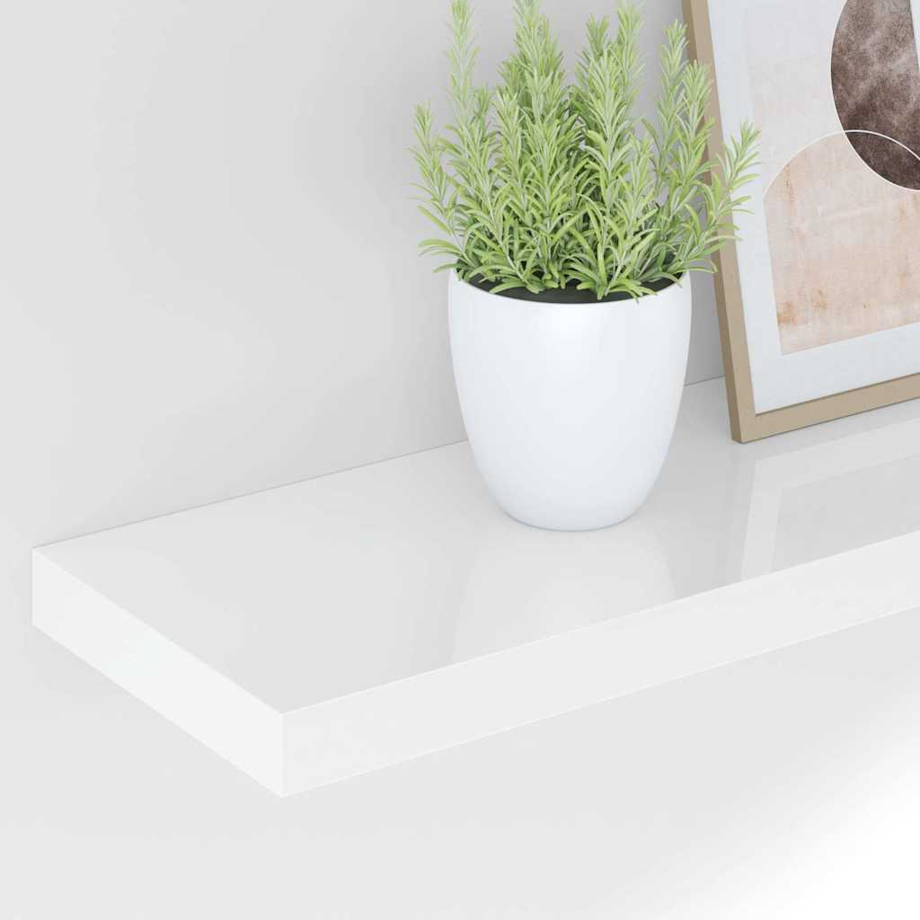 Floating Wall Shelf High Gloss White 80x23.5x3.8 cm MDF