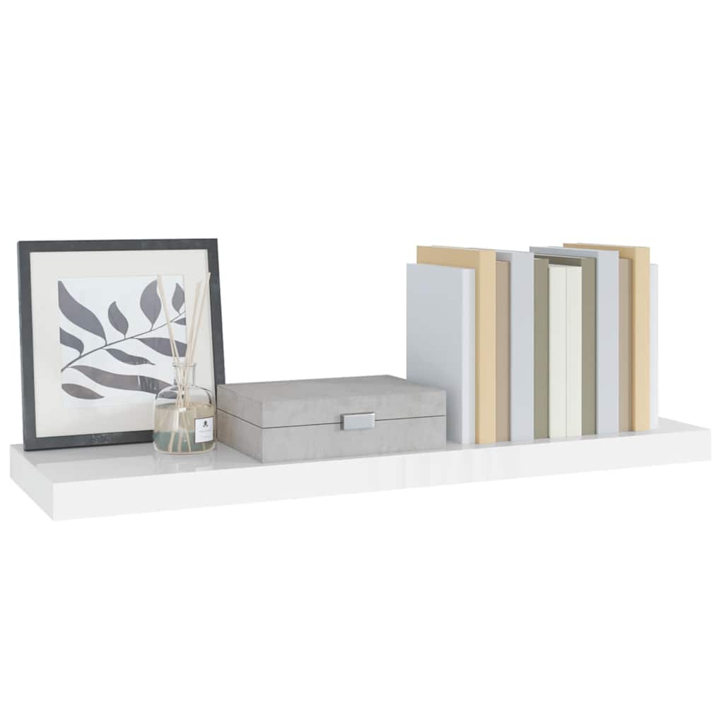 Floating Wall Shelf High Gloss White 80x23.5x3.8 cm MDF