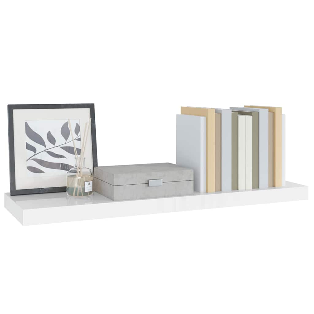 Floating Wall Shelf High Gloss White 80x23.5x3.8 cm MDF