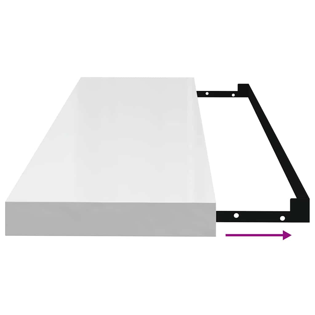 Floating Wall Shelf High Gloss White 90x23.5x3.8 cm MDF