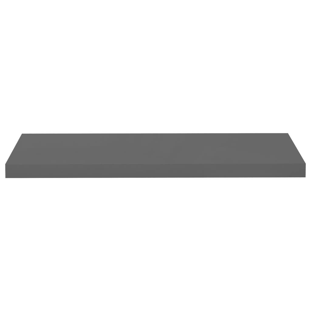 Floating Wall Shelf High Gloss Grey 80x23.5x3.8 cm MDF