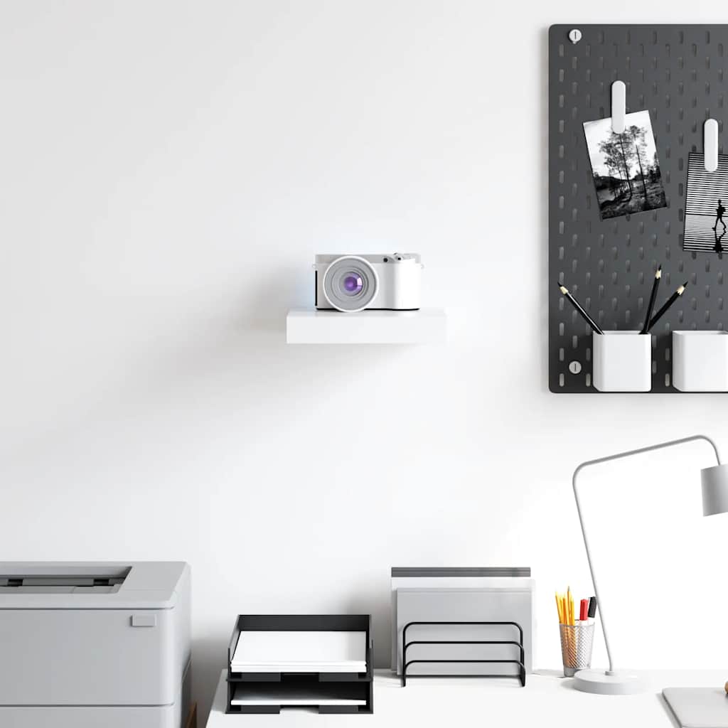 Floating Wall Shelf White 23x23.5x3.8 cm MDF