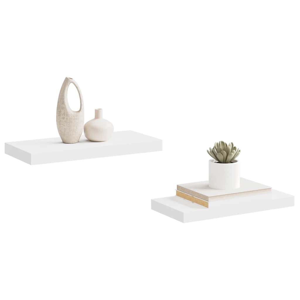 Floating Wall Shelves 2 pcs White 50x23x3.8 cm MDF
