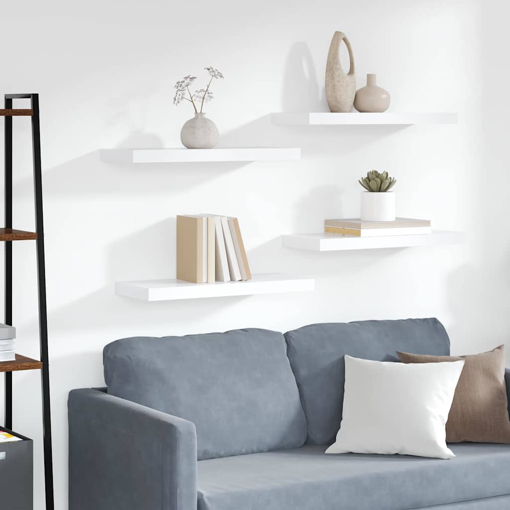 Floating Wall Shelves 4 pcs White 60x23.5x3.8 cm MDF